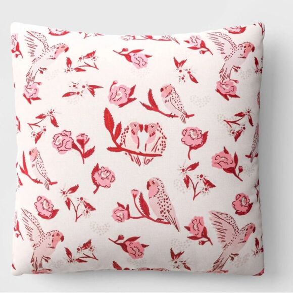 Threshold Valentine's Day 'Love Birds' Square Throw Pillow Ivory 18x18 in - Picture 1 of 6